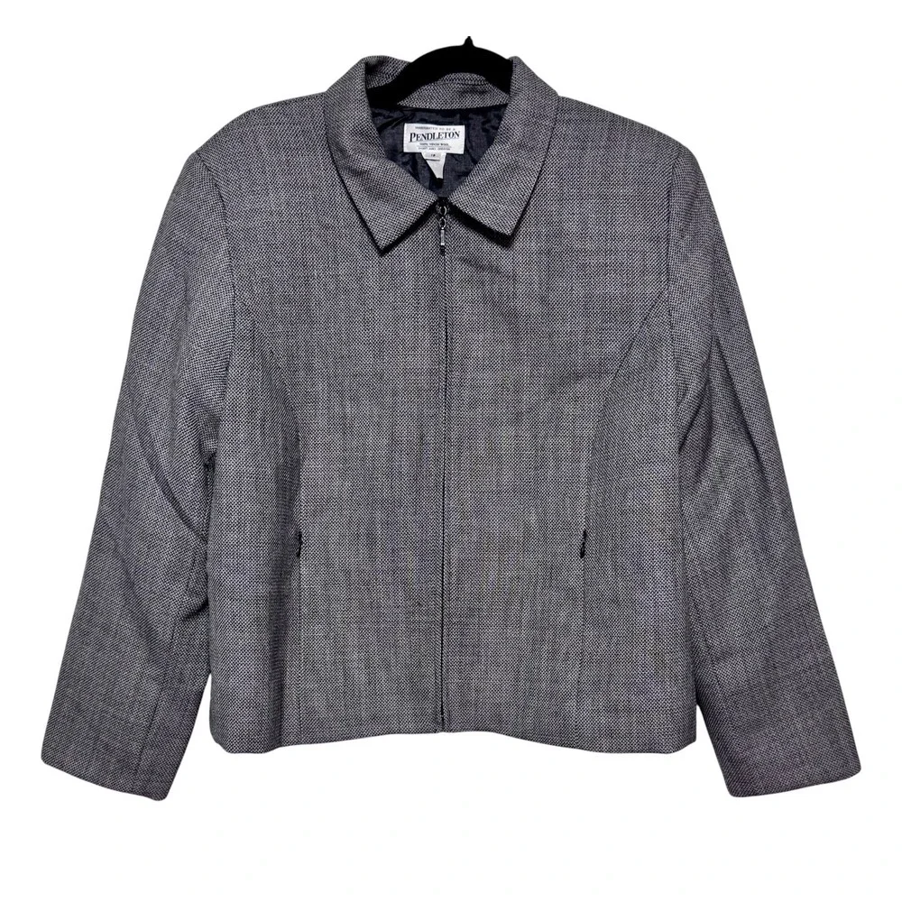 Vintage Pendleton Quiet Luxury Zip Jacket Women‎ Size 16 Old Money Officecore